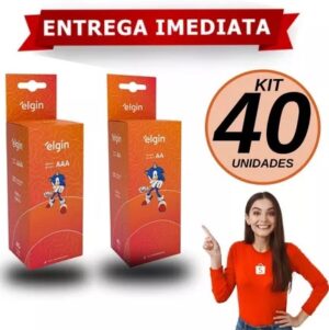 Pilha Palito Comum AAA e AA Elgin De Zinco